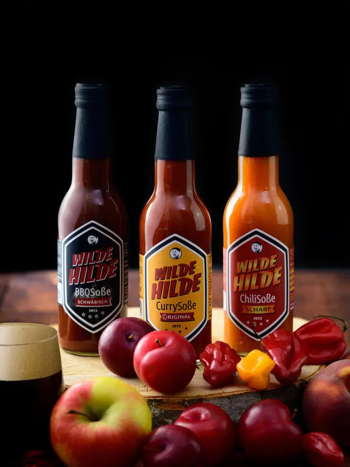 Wilde Hilde "ORIGINAL" schwäbisch, Pflaumen Tomaten Soße mit dezenter Currynote, 330ml Wilde Hilde Soßenkunst