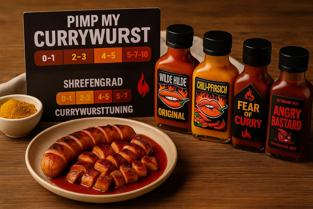 NEU-im-Wilde-Hilde-Shop-Currywurst-Schärfestufen-Verkostung-Imbiss-Party-Geschenk-Set-für-zu-Hause Wilde Hilde e.K.