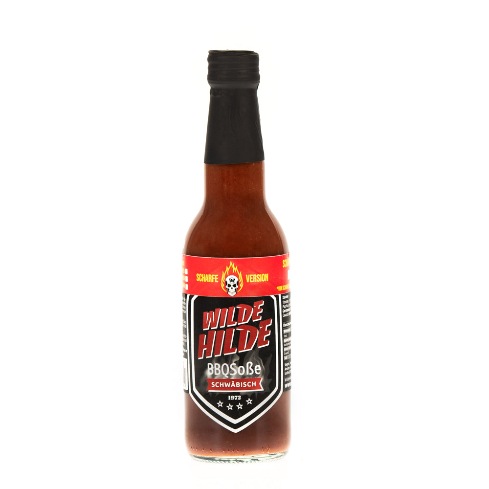 Wilde Hilde BBQ Soße "SCHWÄBISCH" scharfe Sonderabfüllung Trinidad Scorpion, 330ml